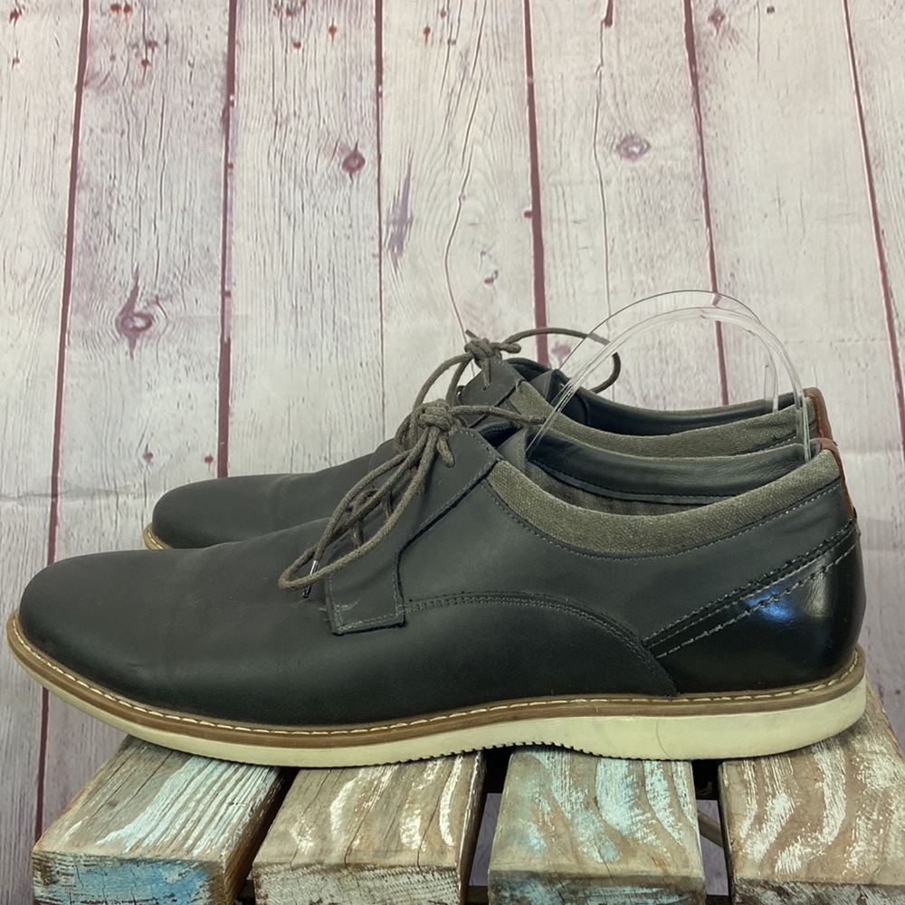 Seven 91 Men's Gray Black Round Toe Lace Up Casual Oxfords Shoes Size: 12